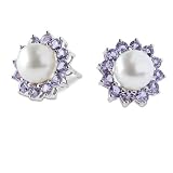 Tranquil Tanzanite & Pearl Silver Earrings