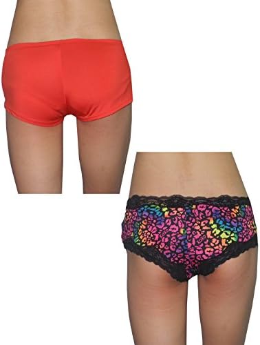 (Pack of 2) XOXO Womens Soft Boy Shorts Underwear Panties L Multicolor