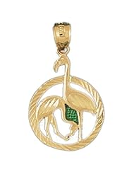 Dazzlers Solid 14k Gold Standing Pelicans Charm Pendant Available in three colors from jewelsberry (weights: 1.2 grams only)