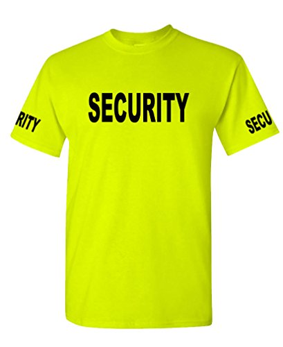 SECURITY Event Duty - Mens Poly Cotton T-Shirt, NEON Safety Green