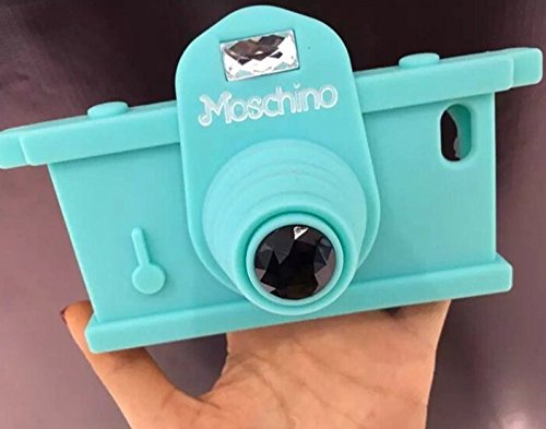 MOSCHINO CAMERA LUXURY FASHION RUBBER PHONE CASE FOR APPLE iPhone (Sky Blue (iPhone 6 Plus))