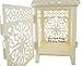 Ivenf Moroccan Style Matte White Cast Iron Handmade Square Scrollwork Candle Lantern