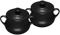 Le Creuset Stoneware Small Bean Pot (Pack Of 2), 0.5 Litre, Satin Black (Matt Black Finish)