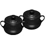Le Creuset Stoneware Small Bean Pot (Pack Of 2), 0.5 Litre, Satin Black (Matt Black Finish)
