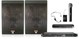 Wireless Conference Room Sound System 2 Two Way Monitors, Mixer Amp, Shure Wireless Dual Headset/Handheld Microphone System