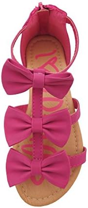 Cute-05 Little Girls Flat Sandals with Front Bows Fuchsia 13