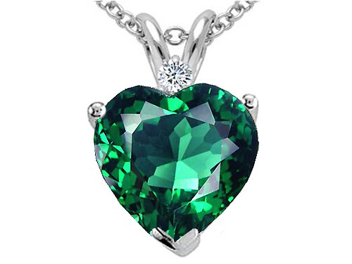 Buy 1.87 cttw Heart Shape Lab Created Emerald and Genuine Diamond Pendant - 14kt White or Yellow Gold by Finejewelers