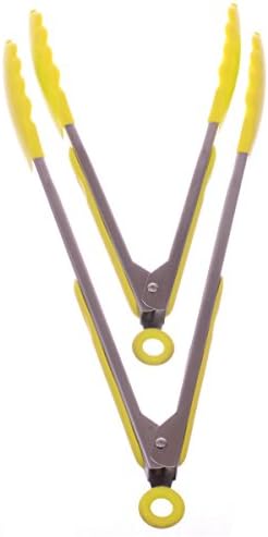 Klassische Kuche (TM) Professional Grade Stainless Steel & Silicone Flatware Tongs - Lime Yellow
