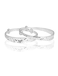 Fashion Plaza Cute 990 Sterling Silver Dragon and Phoenix Carved Kids Bangle Bracelet A Pair Each 7.9g Weight Expandable Y42