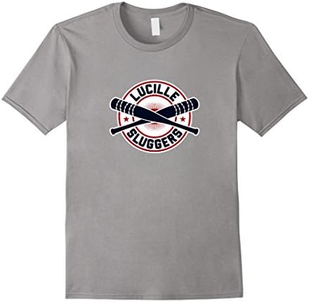 Men's Lucille Sluggers T-Shirt Funny Barbed Wire Humor Baseball Bat Parody Gift Large Slate