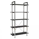 41ebp5xoY2L. SL160  ITALMODERN Laurence 5 Leather Bookcase; Black/Chrome