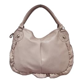 Large Zip Frill Fashion Shoulder Bag Nude Pink