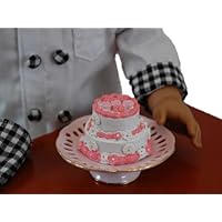 Birthday Cake & Mini Fine China Pink Cake Plate, Fits American Girl Doll Accessories