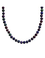 Sterling Silver 24in 6-7mm Black Freshwater Cultured Pearl Necklace.