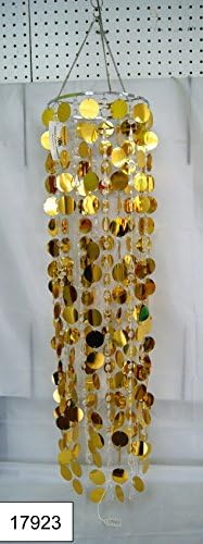Chandelier, Hanger 34" Gold Mettalic &amp; Beads Great Wedding, Home Decor or Gift Idea