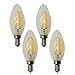 LJY E12 Dimmable 4 Watt LED Filament Candelabra Light Bulbs, 35W Incandescent Replacement, Warm White 2700K Chandelier Torpedo Tip, Clear Glass Cover, 110V AC, Pack of 4