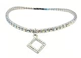 Anklet - A18 - Swarovski (tm) Crystal - Stretch ~ Clear AB with Diamond-Shaped Charm