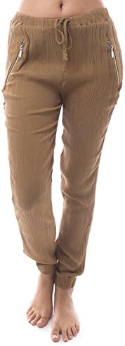 Love Soho Women's Lightweight Comfy Crepe Rayon Casual Pull-On Jogger Pants