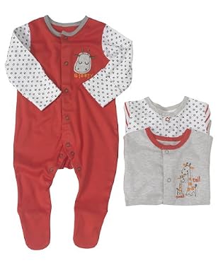 Unisex Giraffe Sleepsuits - 3pk