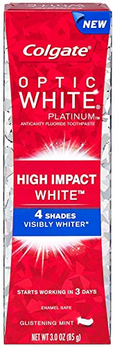 Colgate Optic White Platinum High Impact White Anticavity Flouride Toothpaste Glistening Mint