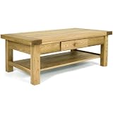 Zocalo Harvest Large Coffee Table - Shelf & Drawer - Solid Ash - W94 x D61 x H91