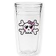 Girly Skull (Hearts) 12 oz Slimline Insulated Beverage Tumbler, Clear
