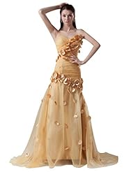 Organza Sweetheart Lace Natural   Waistline Mermaid Floor Length Prom Dress  with a Brush/Sweep Train 
