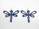 Aqua Marine Dragonfly Wooden Earrings