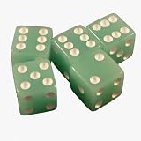 Set of 5 Dice 16mm Glow in the Dark - Lime Green