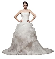 Strapless Satin Beaded Lace Applique Prom Dress 