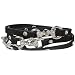 Trendy Black Leather Wrap Bracelet with Crystal Studded Horse Tack Clasp