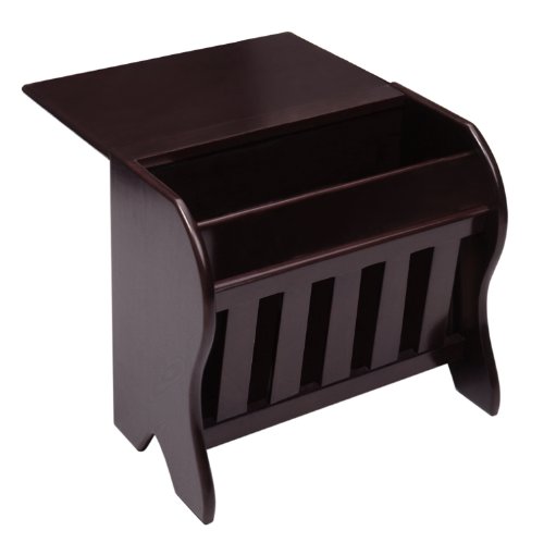 Winsome Wood Magazine Rack with Drop Leaf Table, Dark Espresso Finish