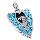Turquoise South Western Native American Arrowhead Sterling Silver Eagle Head Pendant Charm