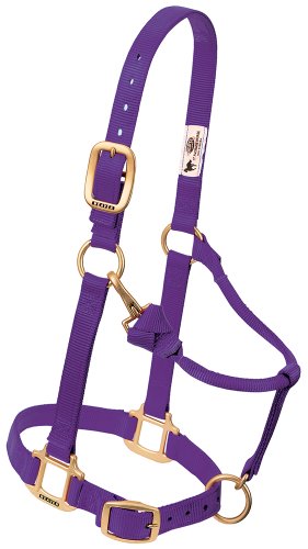 Weaver Leather Original Adjustable Chin and Throat Snap Halter, Purple, Yearling Horse Size