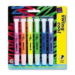 Stabilo Swing Cool Washable Highlighter, Chisel Tip, 6 Assorted Colors/Set AVE48865