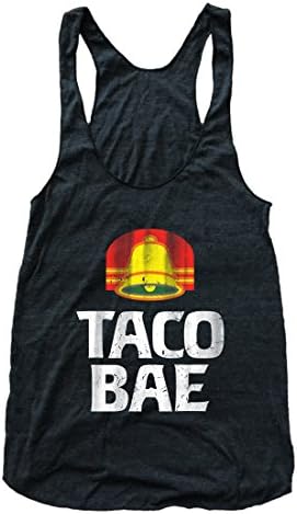 RexLambo Women's Taco Bae Vintage Bell Print Flowy Athletic Racerback Tank Top M black