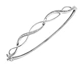 9ct White Gold Diamond Pave Set Wave Bangle