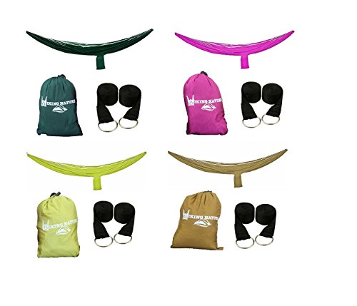 Viking Nature Portable Lightweight Hammock with Hanging Straps, Parachute Nylon and Steel Components