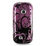 Black Floral Purple Protector Case for LG Cosmos 2 VN251