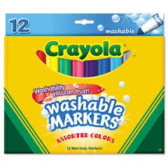 Binney & Smith Crayola(R) Washable Markers, Broad Line, Assorted Classic Colors, Box Of 12