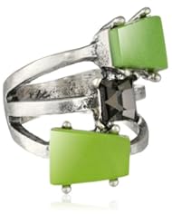 Kenneth Cole New York "Shell Brilliance" Geometric Shell and Crystal Faux Stacked Ring, Size 7