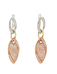 14K White Rose And Yellow Gold Oval Shape Pave Setting earrings