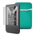 AMAZON KINDLE NEOPRENE POUCH CASE - GREEN, WITH SCREEN PROTECTOR
