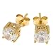 Gold Overlay Sterling Silver 6mm Round Cubic Zirconia Stud Earrings by Charles Winston
