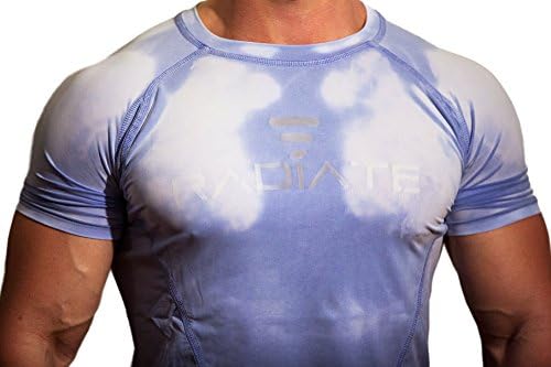 Radiate Athletics Men's Short Sleeve Advanced Color Changing Workout Shirt (Medium, Greyish Blue to Neon Blue)