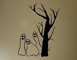 Halloween Decoration Wall Decals Three ghosts with tree