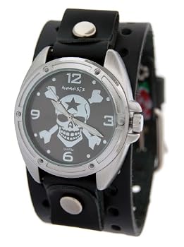 Nemesis Men's Skull Watch With Leather Cuff Band #HSK906K