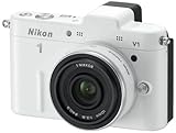 Nikon 1 V1 Systemkamera (10 Megapixel, 7,5 cm (3 Zoll) Display) weiß inkl. 1 NIKKOR 10 mm Pancake Objektiv