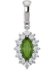 Platinum 8.00x4.00mm Marquise Cut Green Tourmaline and Diamond Pendant -- LIFETIME WARRANTY