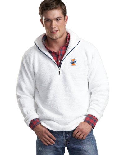 NCAA University of Illinois Kashwere U Unisex Half Zip Pullover (White/Navy, Medium/40-42)